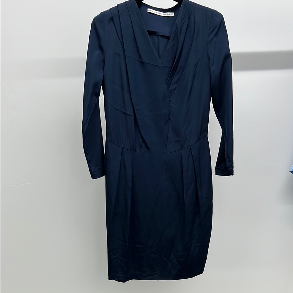 & Other Stories Navy Ruched Dress
